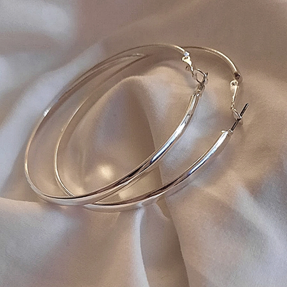Plated Silver XLarge Hoops